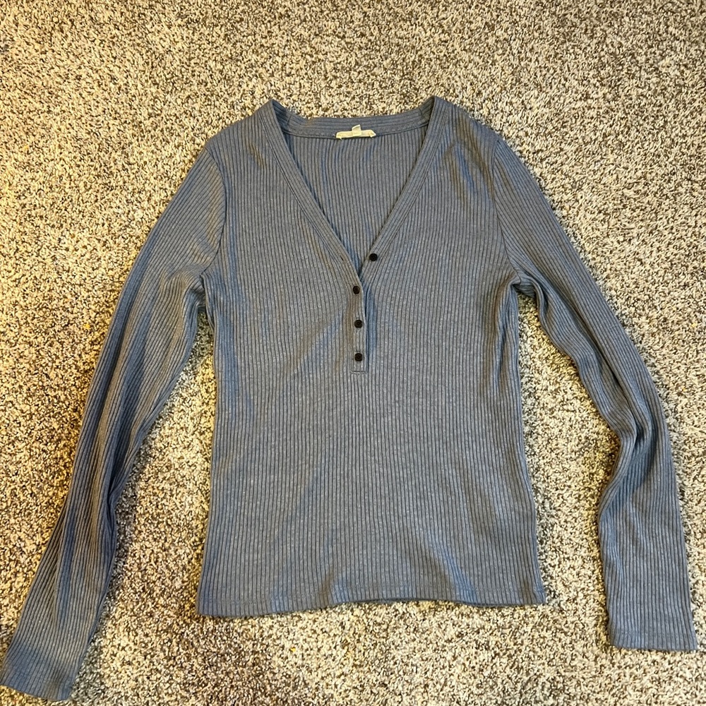 Madewell Dark Gray Ribbed Long Sleeve Tee